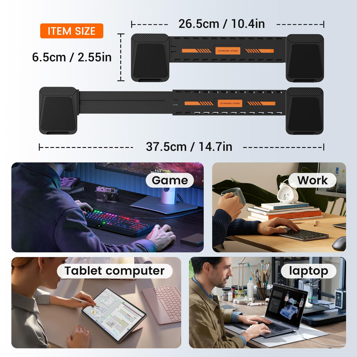 HONKID Computer Keyboard Stand for Desktop,Adjustable Keyboard Riser for Apple Magic Keyboard and Flat-Back Keyboards Only, Ergonomic Office Desk Accessories