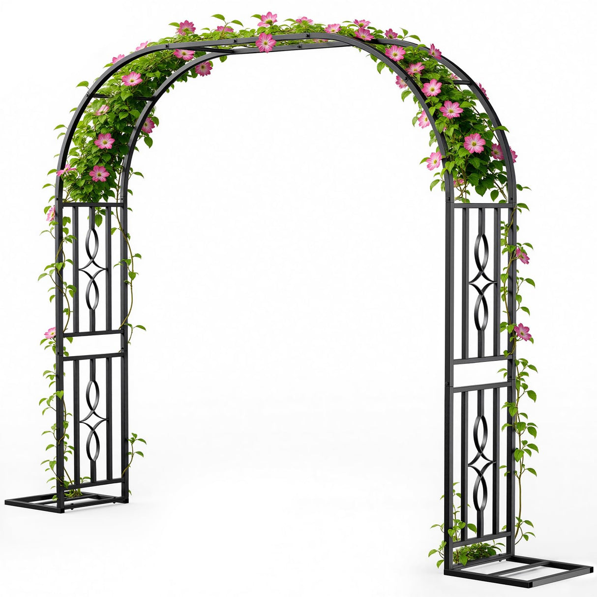 Metal Garden Arch, Heavy Duty Garden Trellis for Climbing Plants, with Enlarged Base for Stability, Ideal for Wedding Arches & Party Decorations, 87" W x 87" H
