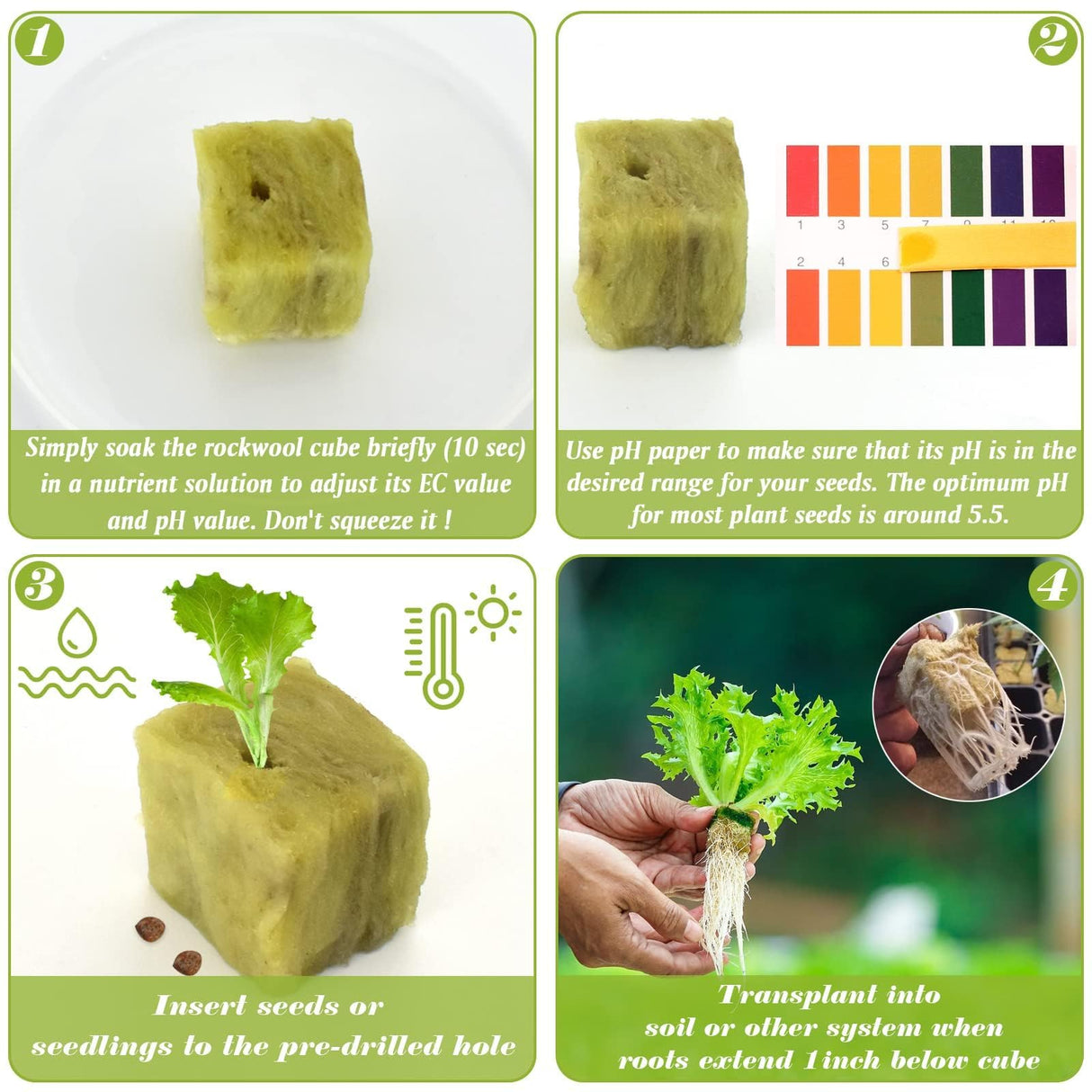 Halatool 1.5 in Rockwool Cubes for Hydroponics, 196 Plugs Seed Starter Cube