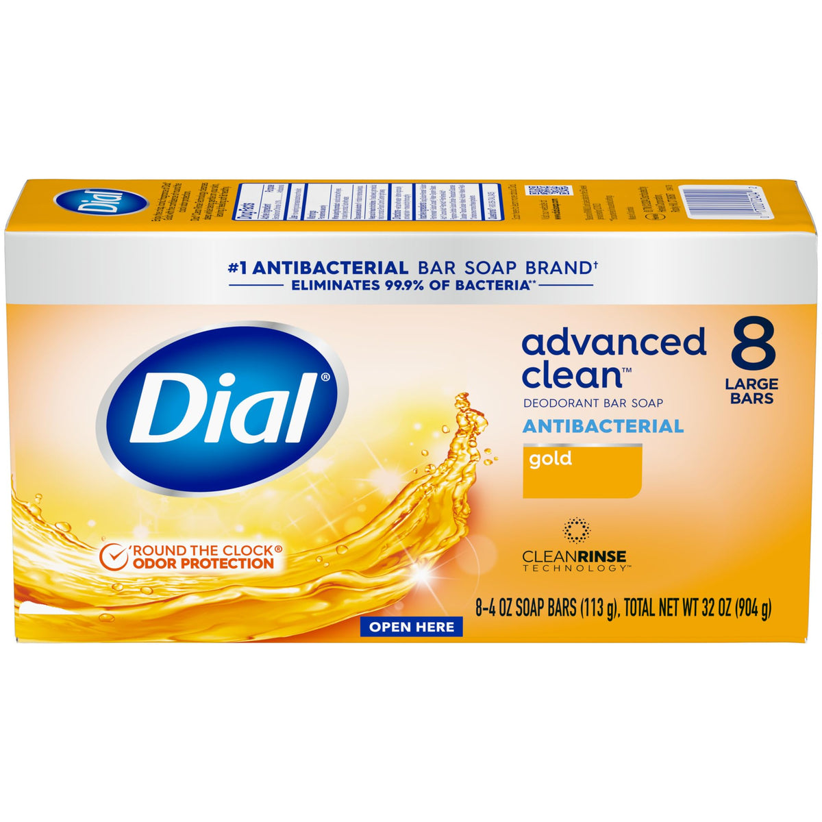 Dial Antibacterial Deodorant Bar Soap, Gold, 4 Oz, 32 Bars