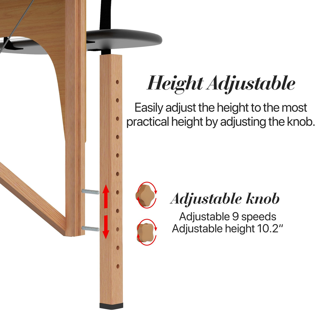 HENGJIANYI Massage Table, Portable 2 Section Foldable Tattoo Bed, Height Adjustable Lash Spa Bed with Face Cradle, Home Light Weight Facial Salon Bed with Wood Frame, Black