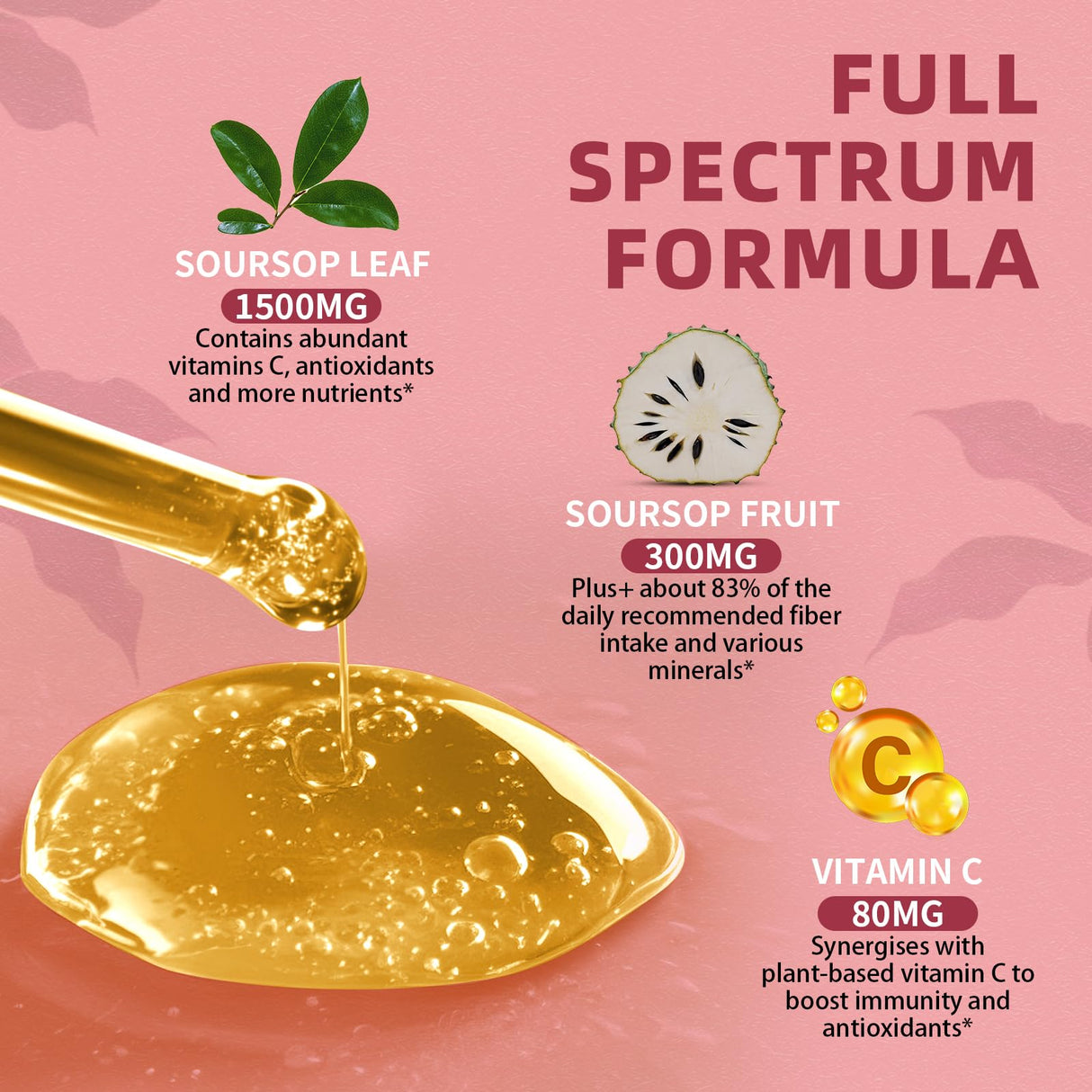 Soursop Graviola Liquid Drop - Pure Leave & Fruit Complex - 4X Effectiveness - Soursop Bitters Liquid for Immunity, Liver & Antioxidant, Herbal Goodness, 2 Month Supply, 4 Fl Oz