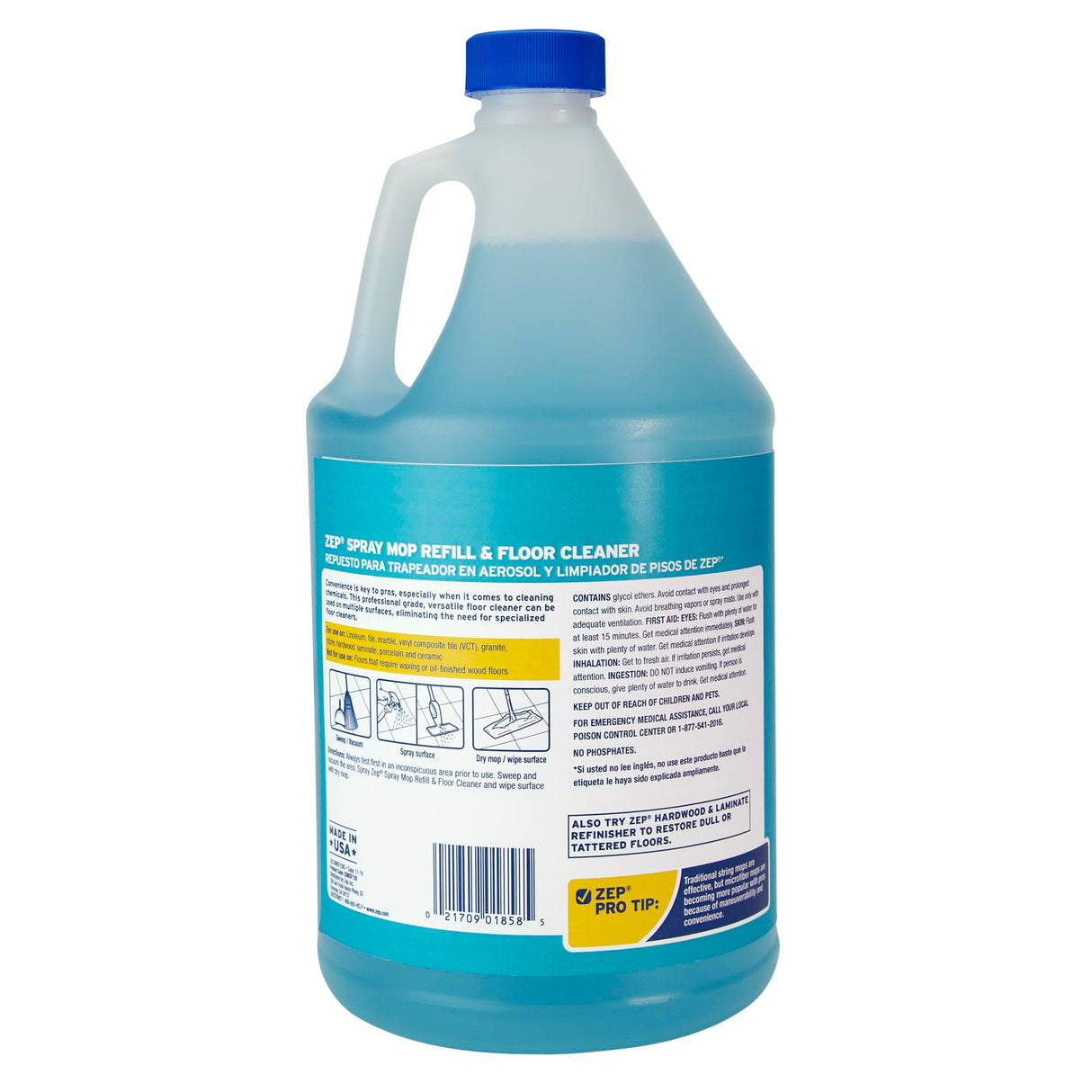 Zep Spray Mop Refill and Floor Cleaner - 1 Gallon (Case of 2) ECZUMSF1282 - Professional Grade Versatile Multi Surface Fresh Scent Cleaner and Deodorizer