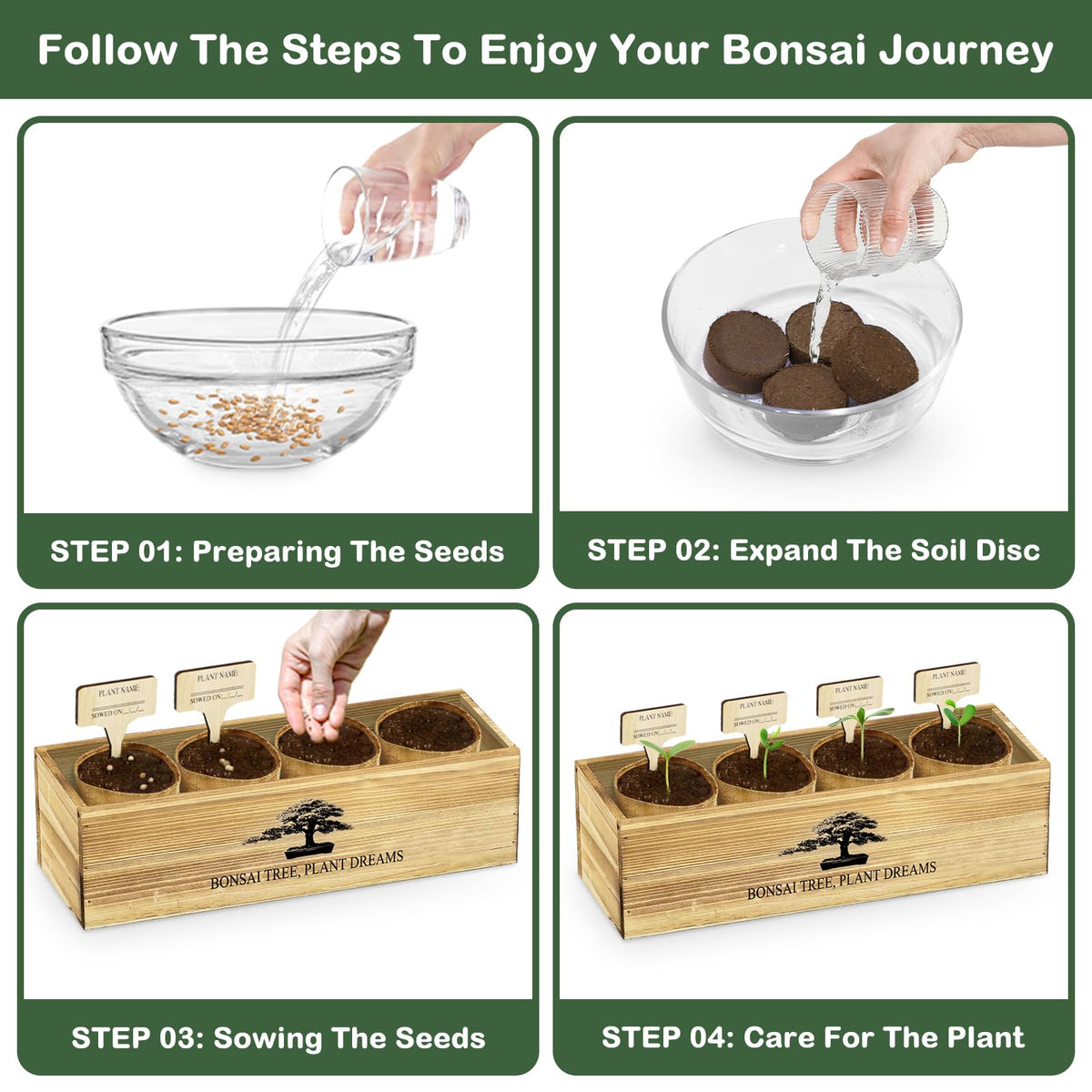 LUOJIBIE Bonsai Tree Kit, Complete Bonsai Starter Growing Kit, Christmas Birthday Gifts for Women Men Mom Dad Girls Boys, Gardening Gift for Plant Lovers, White Elephant Gifts for Adults