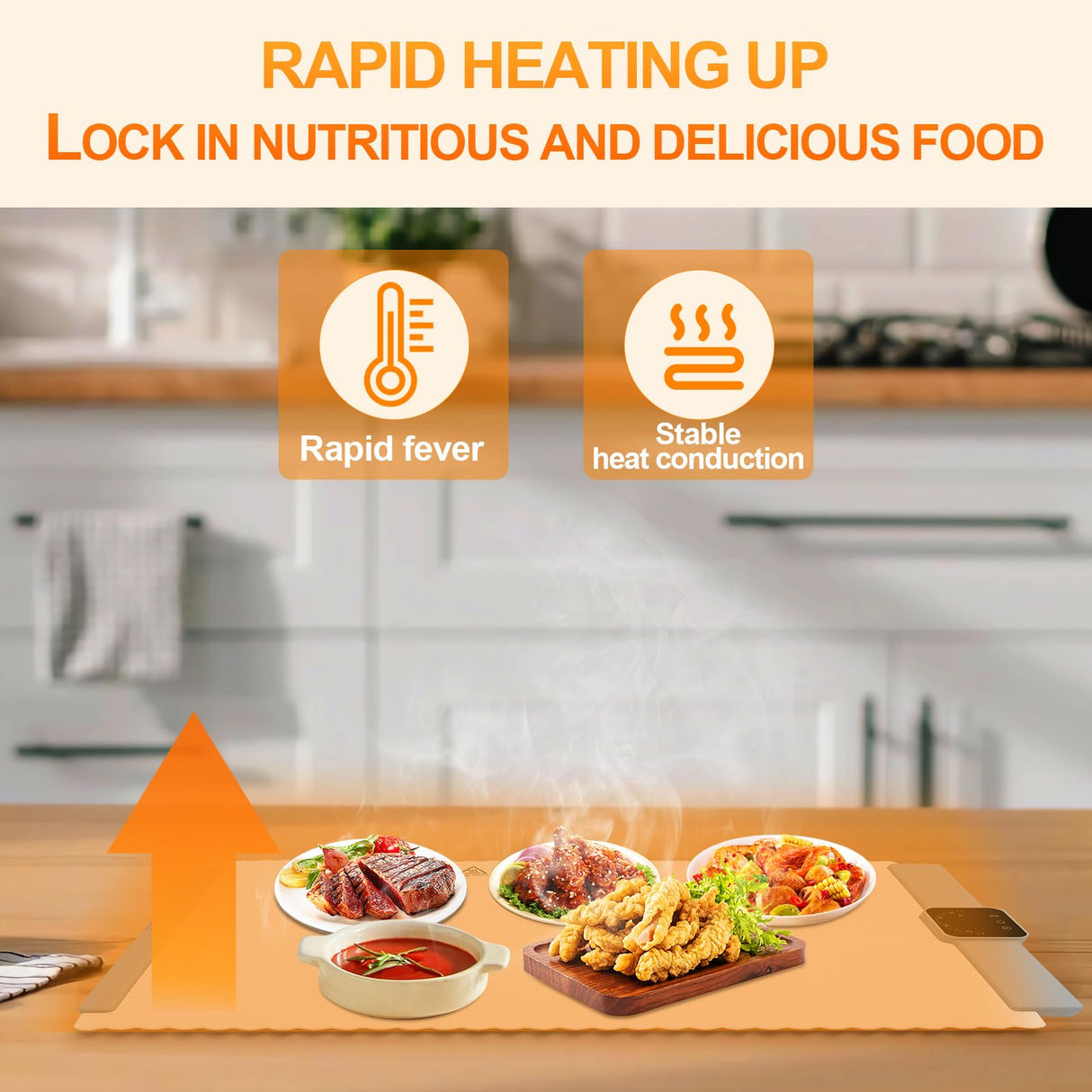 Paninluo Warming Mat for Food 26" X 15.4",Food Warming Mat with Adjustable Temperature(5 Level),Electric Warming Tray,Fast Heating Tray for Home Buffets, Restaurants, Parties