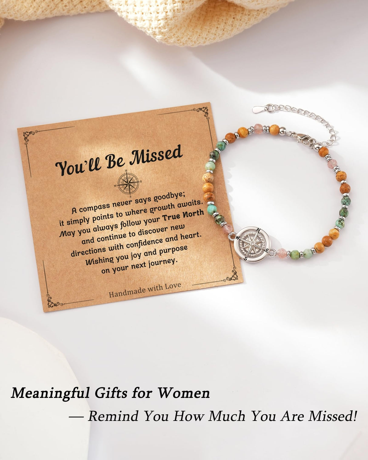 Moving Going Away Farewell Goodbye Gift for Coworker Women Friend Bracelet
