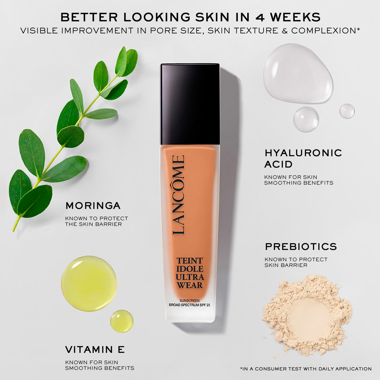 Lancôme Teint Idole Ultra Wear Buildable Full Coverage Foundation - Longwear & Waterproof - Natural Matte Finish - 300N (Medium Skin with Neutral/Peachy Undertones), 1 Fl Oz