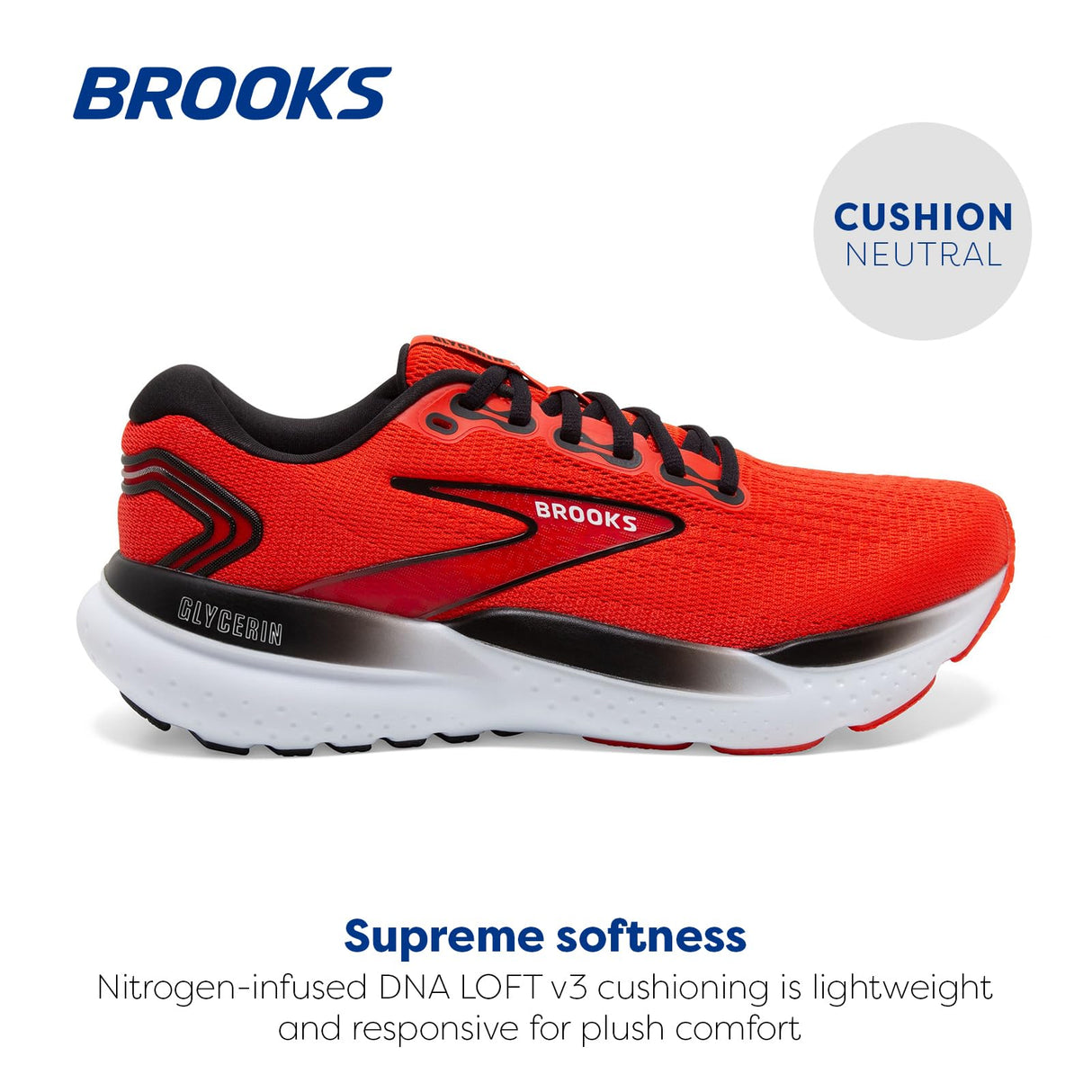 Brooks Men’s Glycerin 21 Neutral Running Shoe - Grenadine/Salsa/Black - 10 Medium