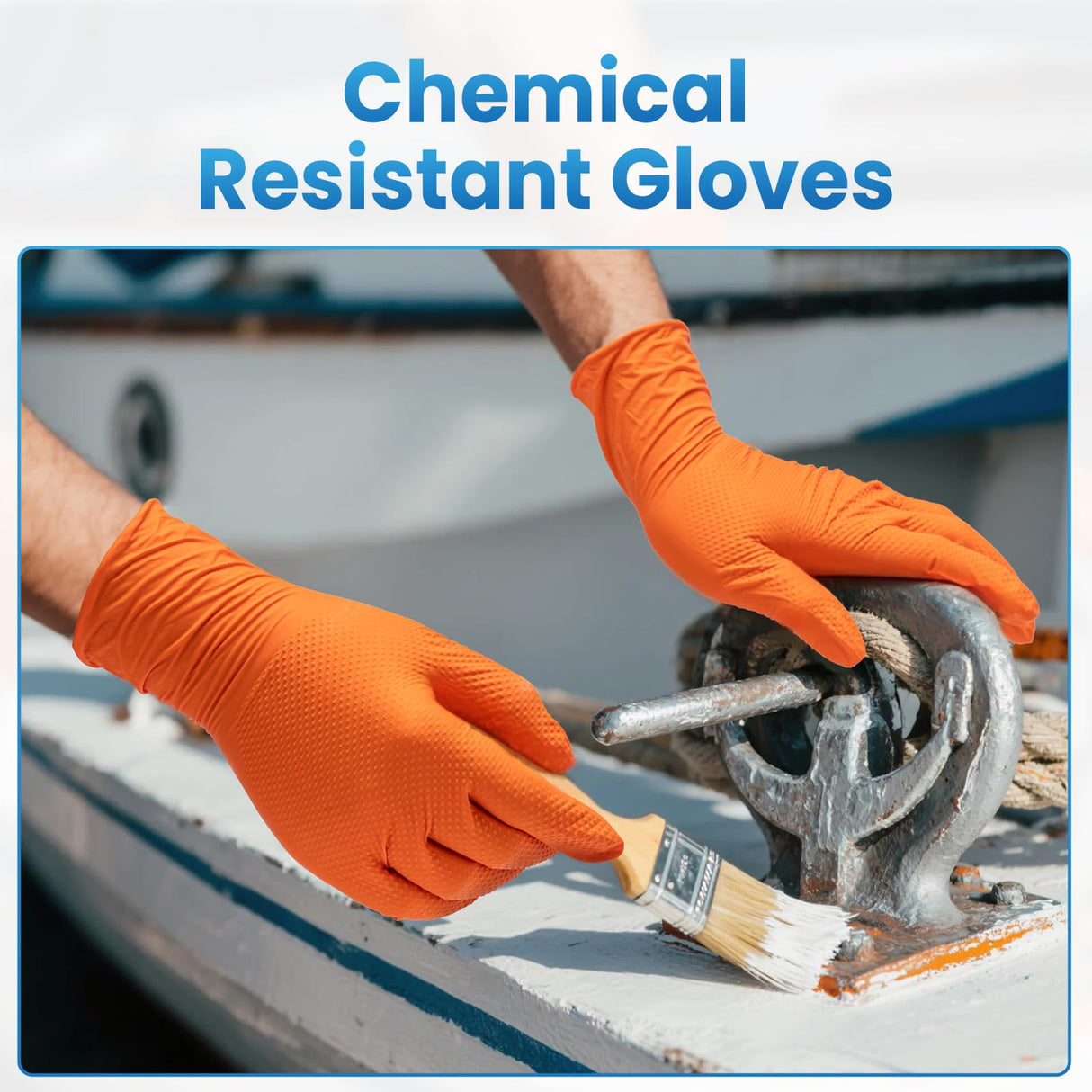 Borje Orange 8 Mil Nitrile Disposable Gloves, Heavy-Duty Mechanic Gloves, 100 Count, Medium, Latex & Powder Free with Raised Diamond Texture, Industrial, Automotive, Gardening