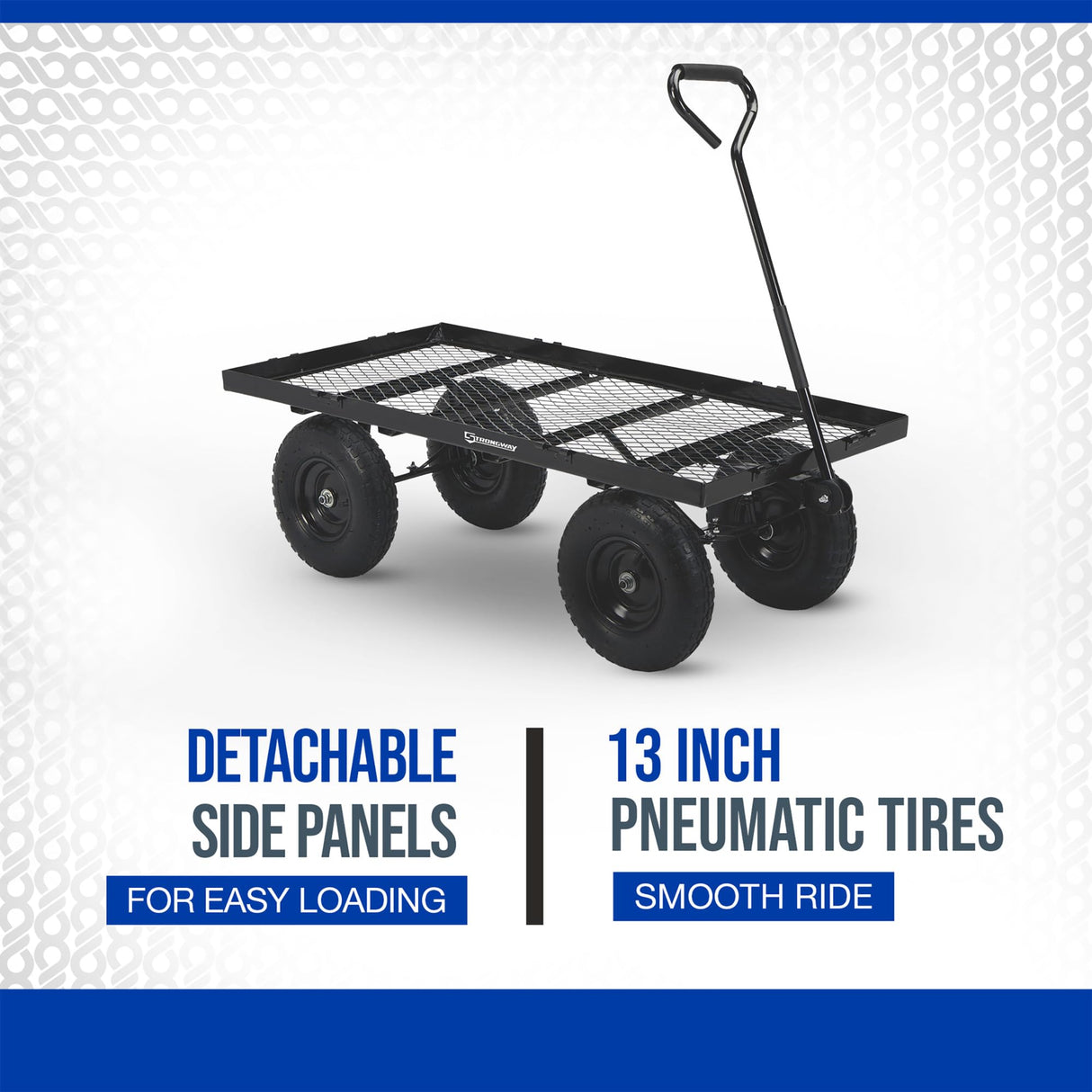 Strongway Steel Jumbo Garden Wagon with Removable Sides, 1400-Lb. Capacity