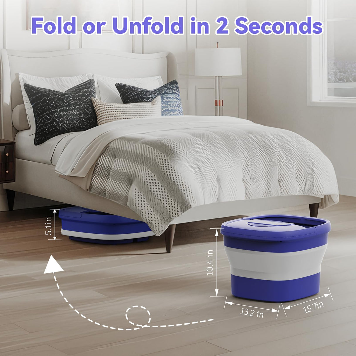 BEAUMOI Foot Spa Collapsible, Foot Bath Massager with Heat, Remote, Timer, and 24 Motorized Shiatsu Massage Balls, Foot Soaking Tub Supports Hot/Cold Water Soaking