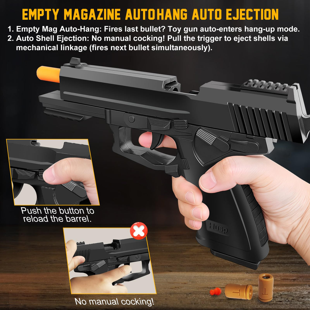 Tcxomino Automatic Shell Ejecting Toy Gun, Fidget & Shooting Game