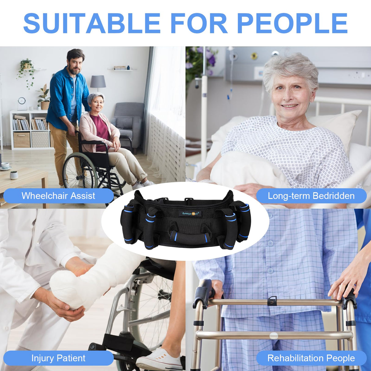 Leetye Mei Gait Belts Transfer Belt for Seniors with 7 Handles, Gate Belt for Elderly Lift Belts Quick Release Buckle, Medical Nursing Safety Belt Patient Assist - Bariatric, Elderly, Physical Therapy