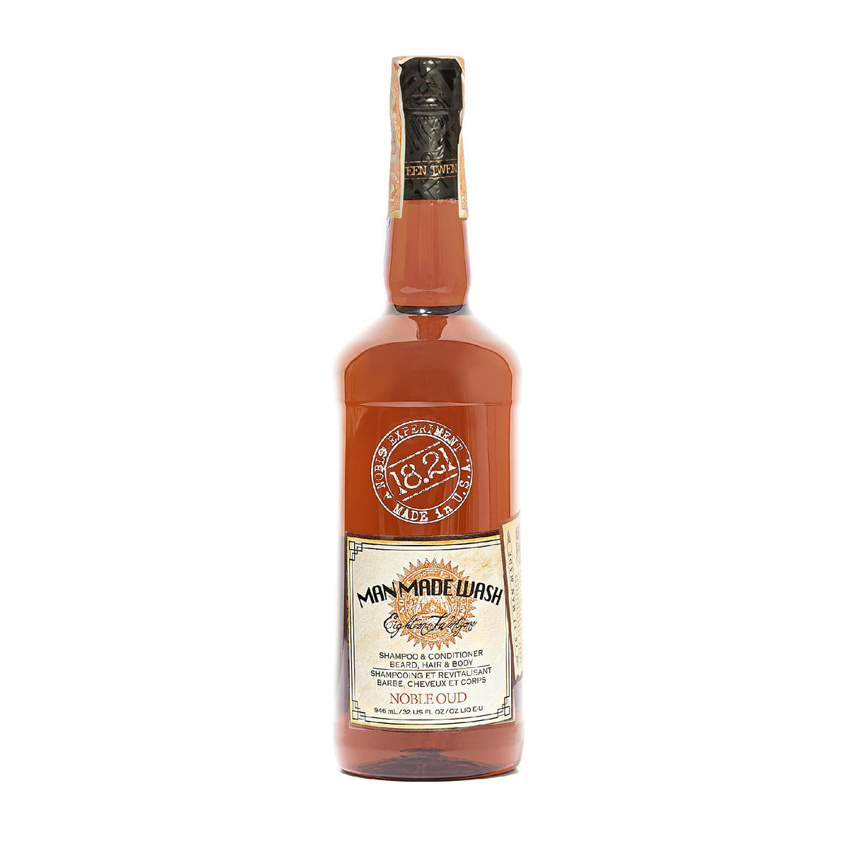 18.21 Man Made Original Noble Oud 3-in-1 Body Wash, Shampoo, & Conditioner for Men, All Hair & Skin Types, Strengthens and Moisturizes in a Manly Aroma, 32oz