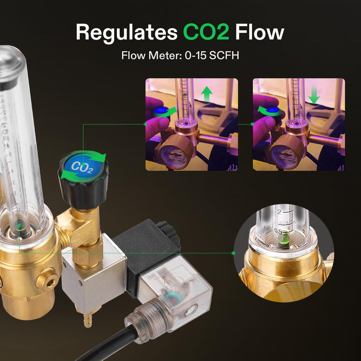 VIVOSUN Hydroponics CO2 Regulator System with Solenoid Valve Flowmeter