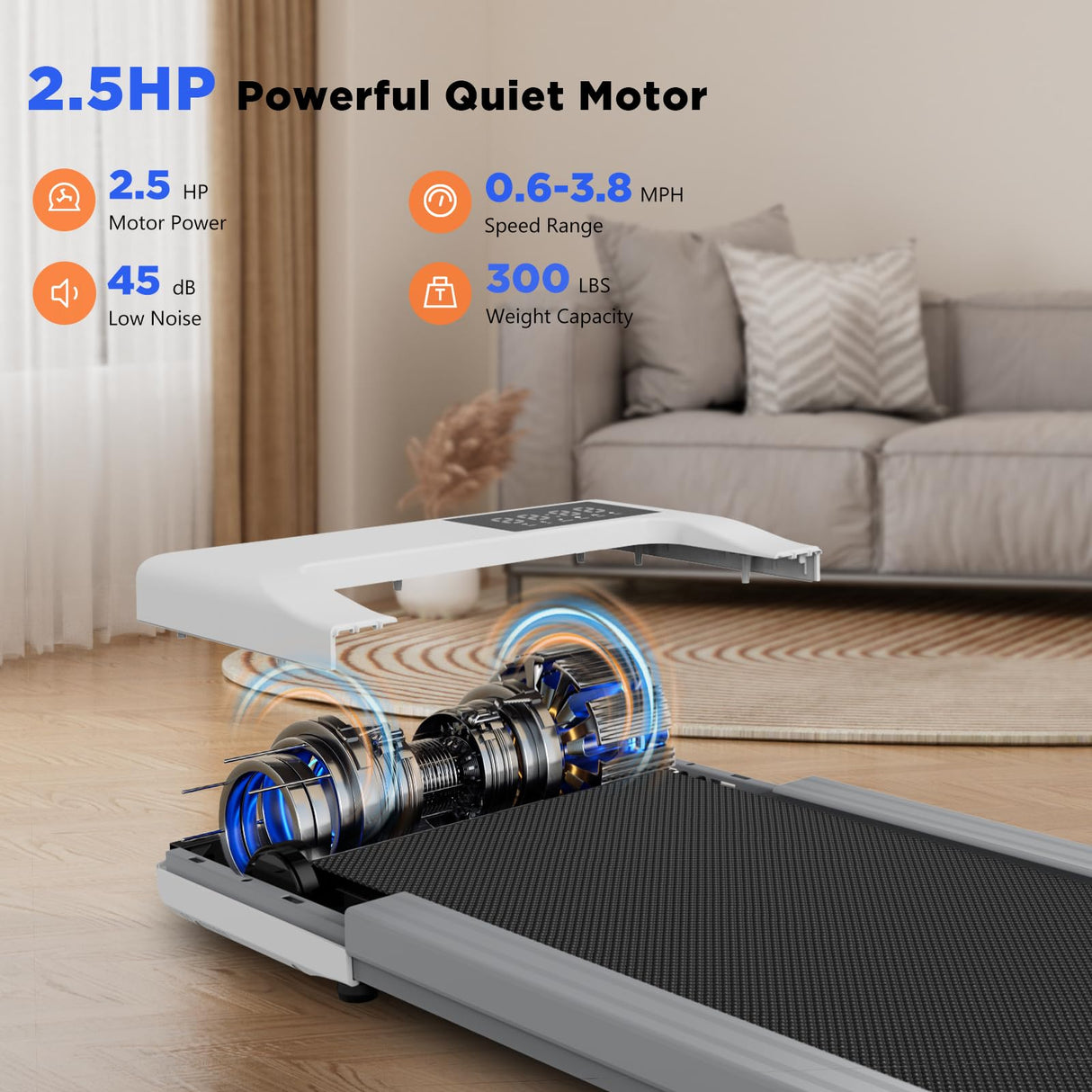 SupeRun Walking Pad, Under Desk Treadmill, 3 in 1 Portable Treadmill with Remote Control LED Display, 2.2 HP Quiet Walking Jogging Machine for Office Home Use, 300 Lbs Capacity