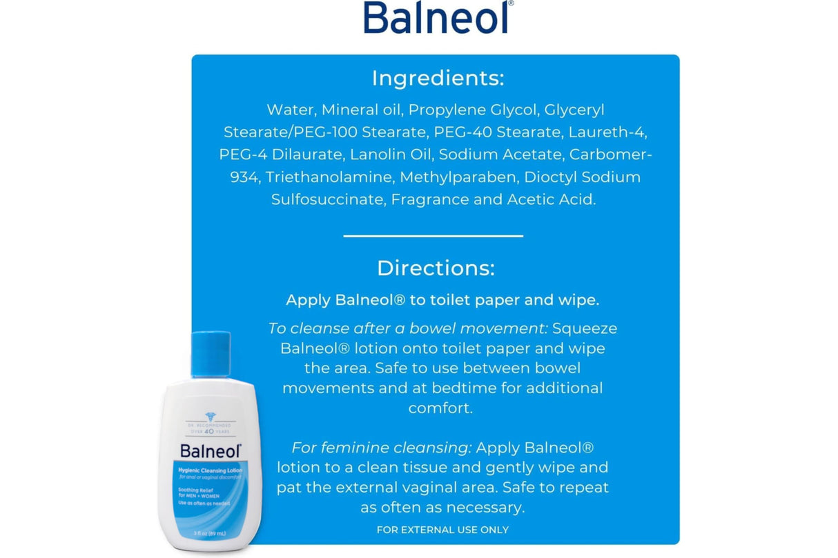 Balneol Hygienic Cleansing Lotion, 3.0 Oz (Pack of 4)