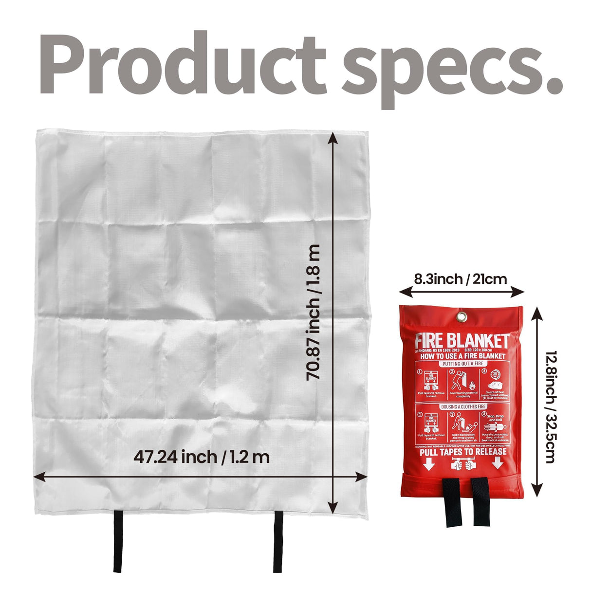 WUERLI Fire Blanket, 47" x 71",Fiberglass Fire Blanket for Camping and Fire Fighting Shelters