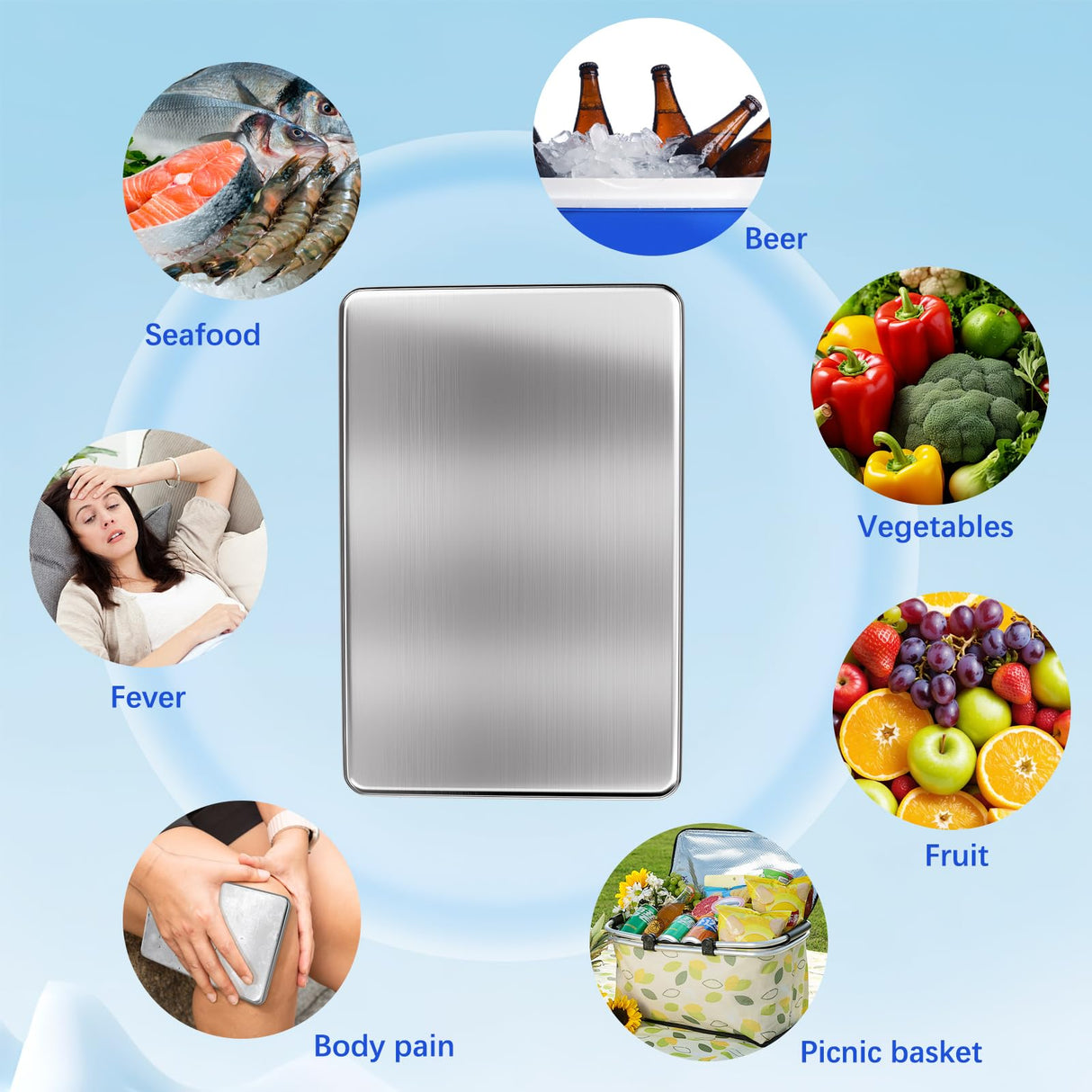 2PCS Ice Packs for Lunch Boxes Reusable Stainless Steel Ice Packs, No Water Needed, for Coolers, Camping, and Picnic Baskets Metal Bento Box Ice Packs Keep Food and Drinks Fresh and Cool