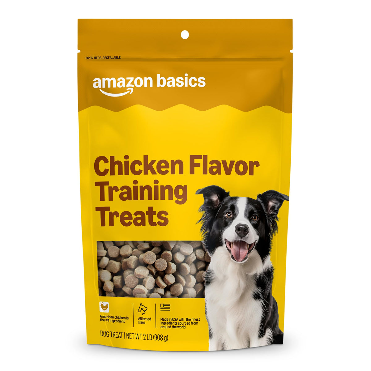 Amazon Basics Chicken Flavor Training Treats for Dogs, 2 lb. Bag (32 oz) (Previously Wag)