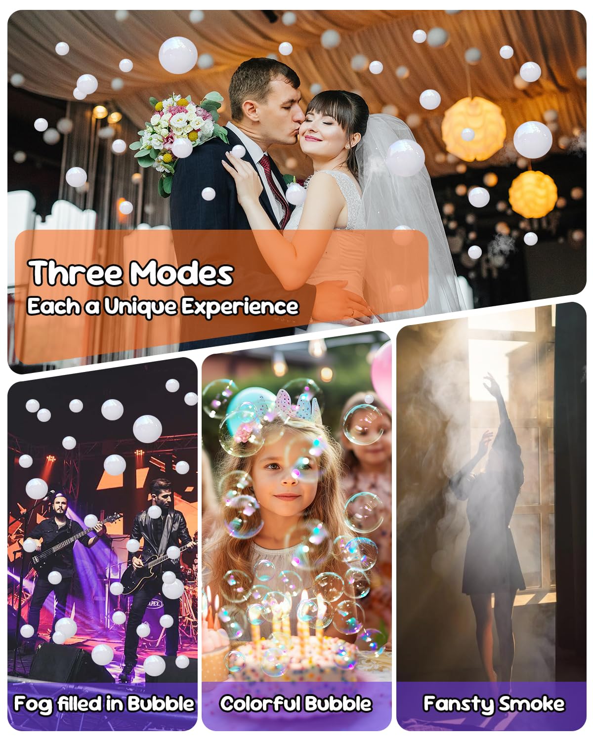 Fog Machine, 400W Fog Bubble Machine with Wireless Remote Control, 3 in 1 Smoke Bubble Machine, Bubble Fog Combo for Indoor Outdoor Events Party Wedding Birthday Halloween Christmas