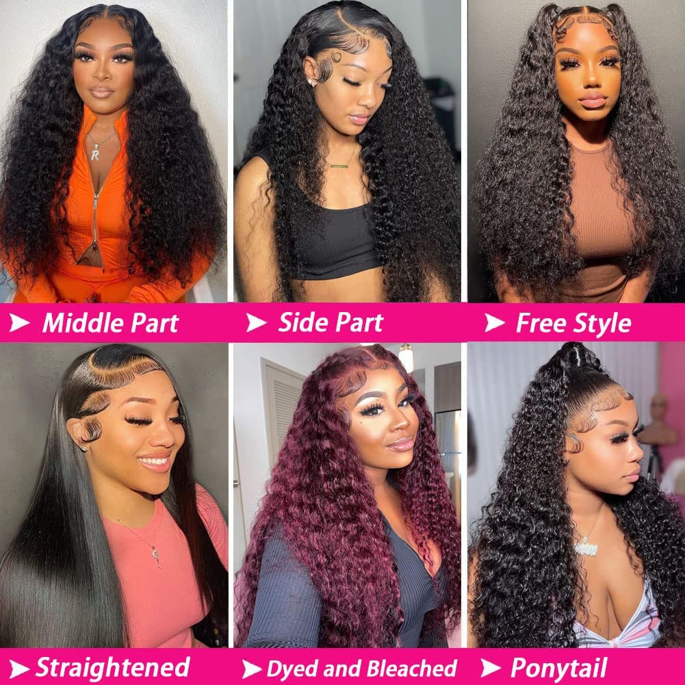 IJFMMEL 34 Inch 13x6 Deep Wave Lace Front Wigs Human Hair 200% Density Deep Curly Human Hair Wigs For Women 13x6 HD Transparent Deep Wave Lace Frontal Wig Human Hairr