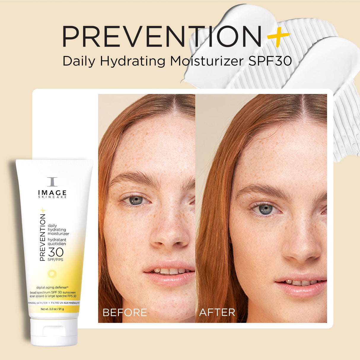 IMAGE Skincare, PREVENTION+ Daily Hydrating Moisturizer SPF 30, Zinc Oxide Face Sunscreen Lotion with Sheer Finish, Amazon Exclusive, 3.2 oz