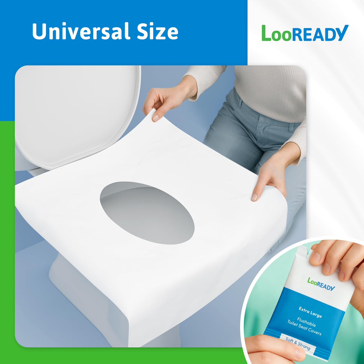 Toilet Seat Covers Disposable Flushable - Extra Large (18 x 22”) - Super Thick, Individually Wrapped Toilet Seat Cover for Travel & Public Bathroom - Premium Quality, Convenient and Hygienic (30 Pack)