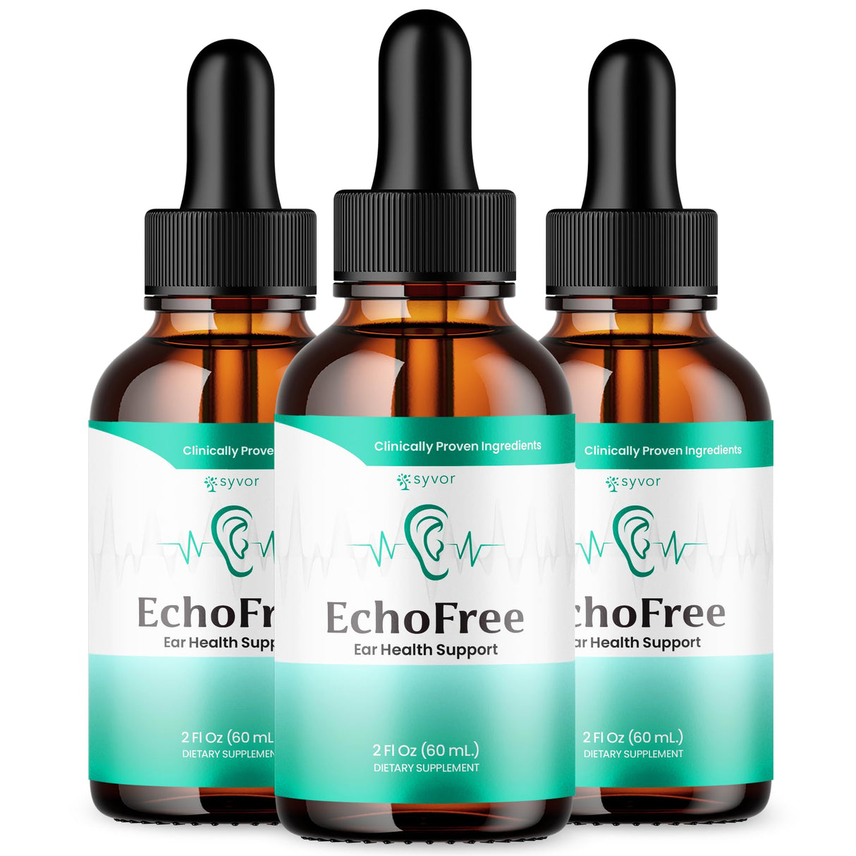(3 Pack) Echo Free Drops, Official Echofree Ear Health Support Liquid Supplement with All Natural Proven Ingedinets, Echo Free Max Strength Plant Based Hearing Support for Ringing Ears (90 Servings)