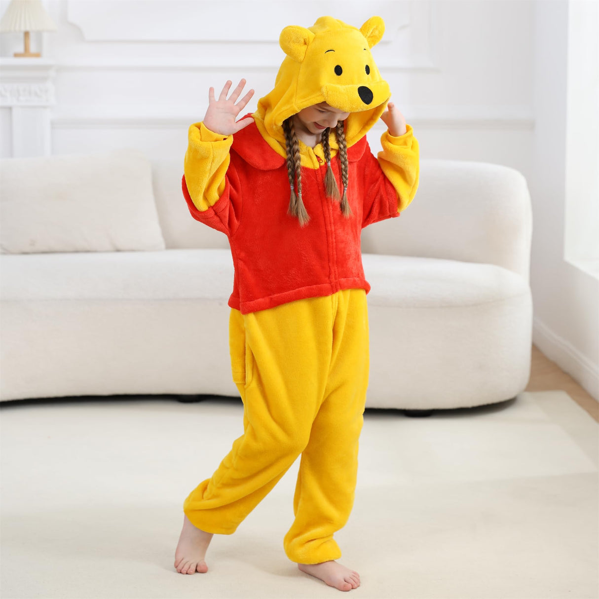 QSTYLE Unisex Children Bear Onesie, Halloween Costume Christmas Pajamas For Girls and Boys 10-11Y Yellow