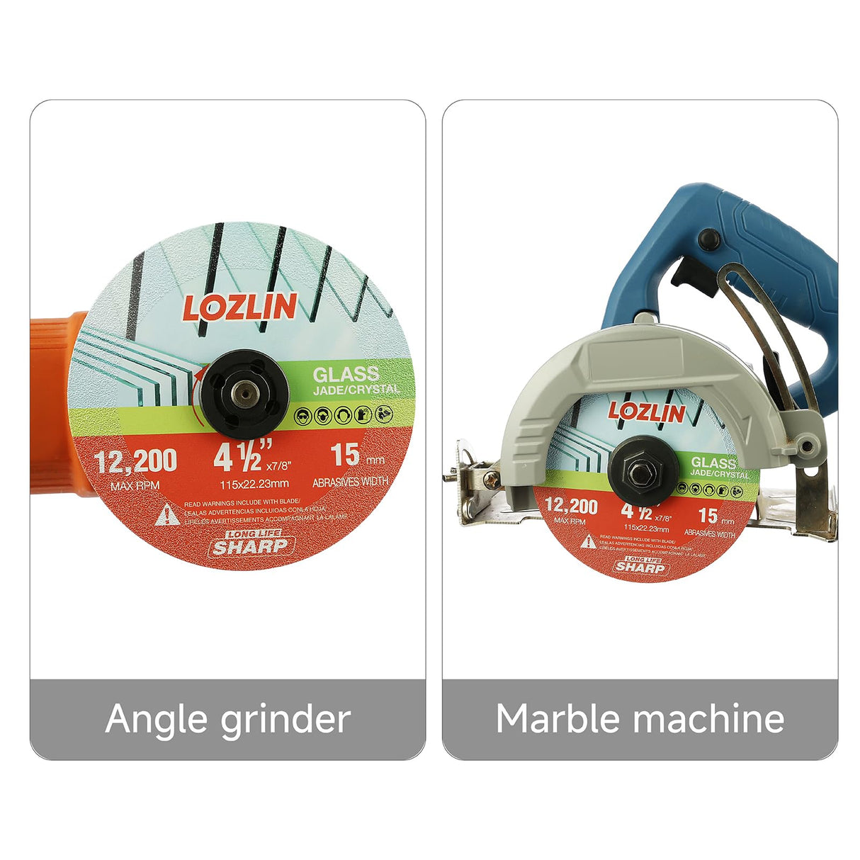 LOZLIN Diamond Blades 3-Pack 4.5" Diamond Multi-Purpose Saw Blades - Heavy Duty Angle Grinder Discs for Cutting Marble/Quartz/Stone/Tile/Metal/Plastic (Nano-Diamond, 3)
