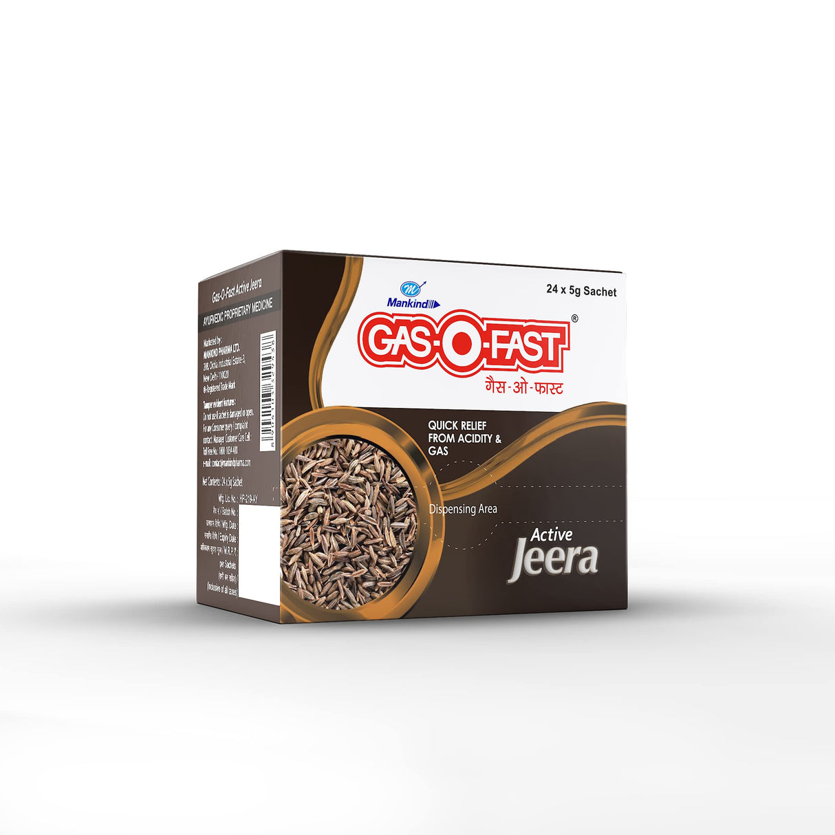 MANKIND CONFETTIWOW Mankind Gas-O-Fast for Relieving Acidity, Active Jeera- 5 g Sachet (Pack of 24)