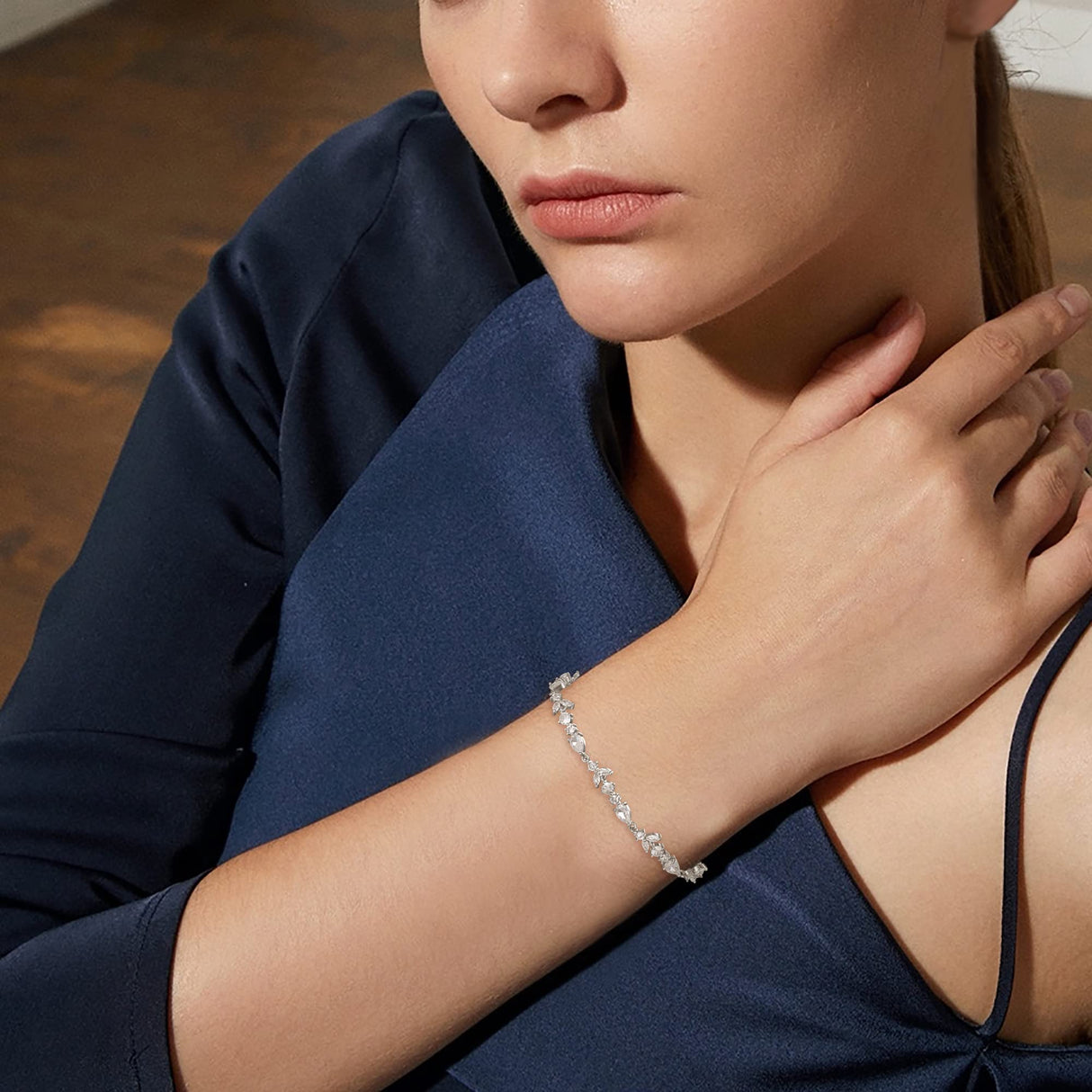 Crysdue Teardrop Marquise CZ Tennis Bracelets Wedding Bridal Jewelry Clear