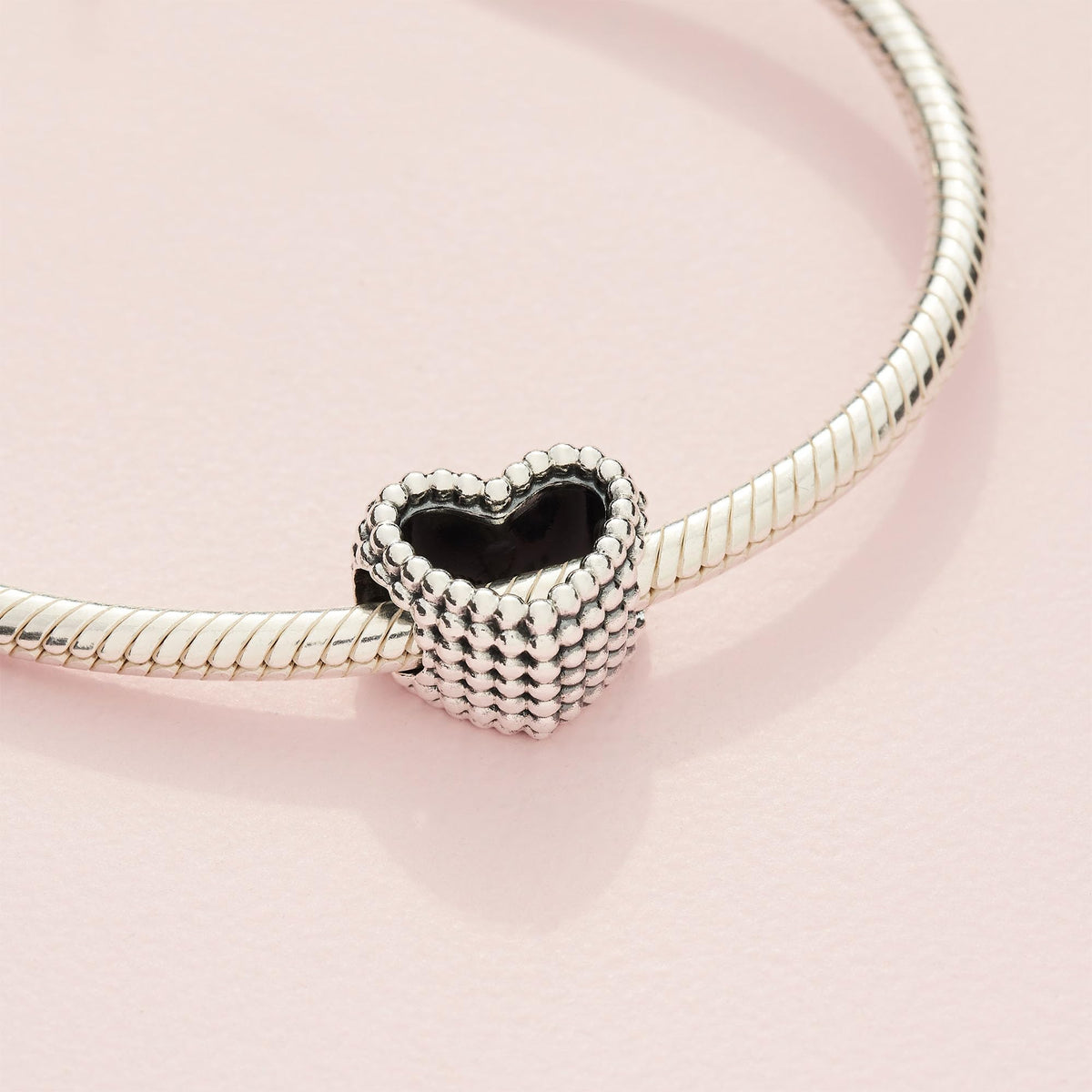 PANDORA Beaded Open Heart Charm - Romantic Heart Jewelry Gift with Gift Box - Textured Beaded Silhouette - Compatible with PANDORA Moments Bracelets - Sterling Silver