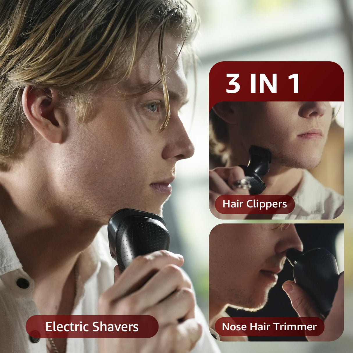 Electric Razor for Men, rategist Rechargeable Shaver, Waterproof Wet Dry Cordless, Adjustable Speeds, with Nose Hair Trimmer