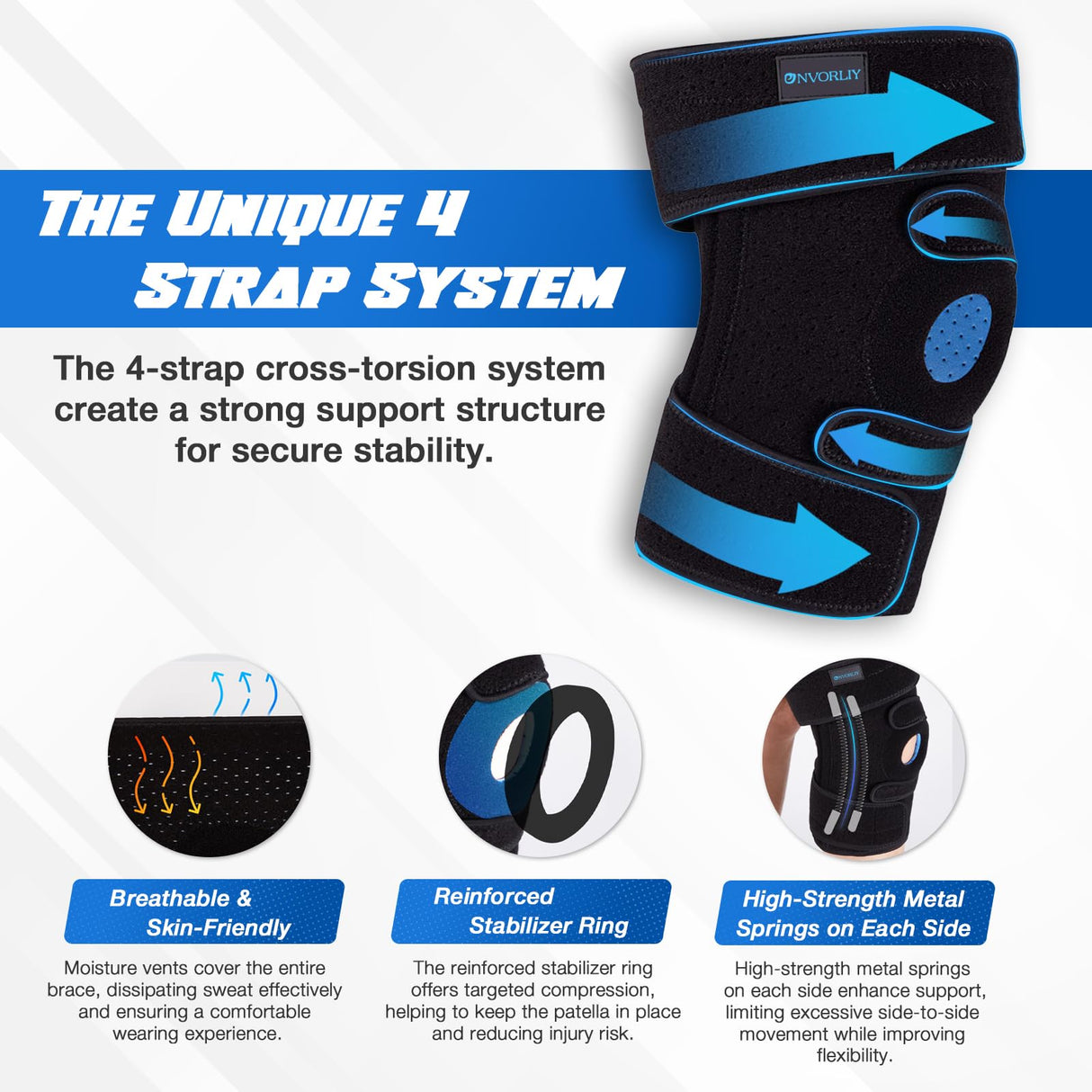 Nvorliy Knee Brace for Women Plus Size for Knee Pain (XL-8XL) - Extra Large Knee Brace with Side Stabilizers for Arthritis, Meniscus Tear, Knee Pain Relief, ACL, LCL, MCL (7XL/8XL, Black)