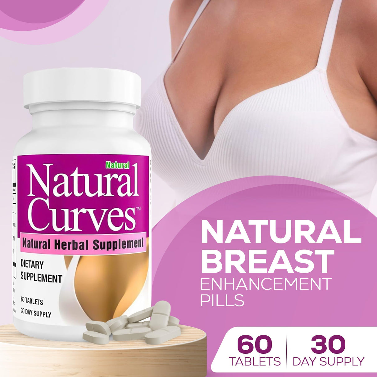 Natural Breast Enhancement Pills for Women & Men – Vegan Herbal Supplement for Fuller, Firmer, Perkier Breasts – Fast-Acting Bust Enhancer with Saw Palmetto – 60 Plant-Based Capsules