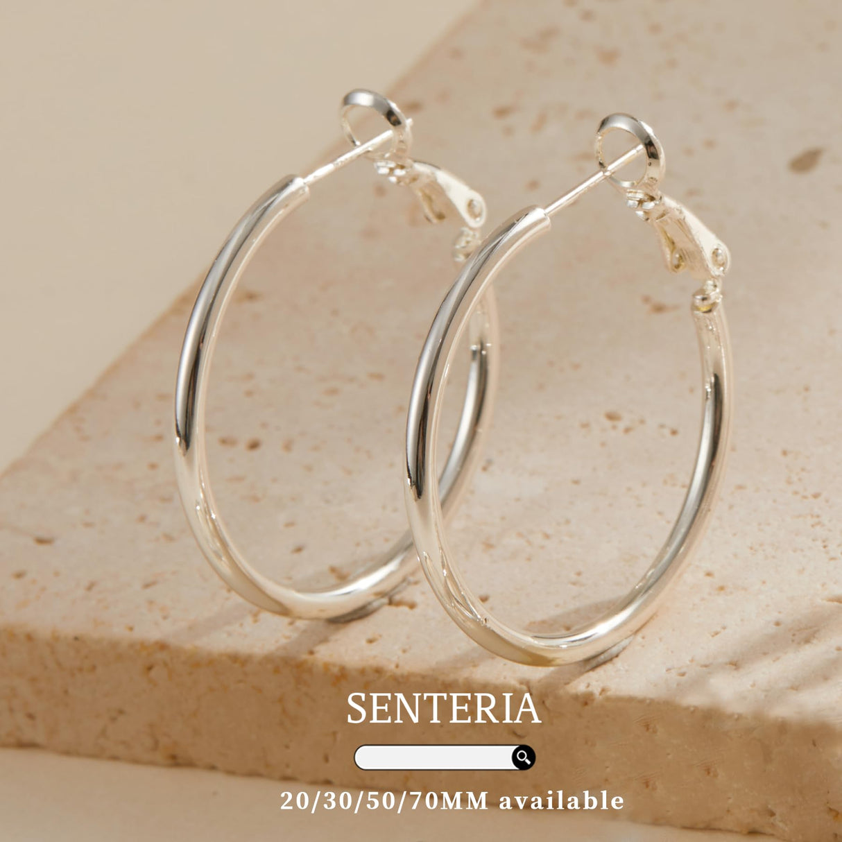 Senteria 925 Sterling Silver Hoop Earrings for Women Lightweight Thin 50MM