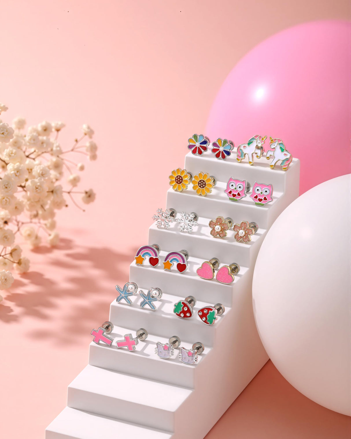24 Pairs Hypoallergenic Screw Back Earrings for Girls Kids Women