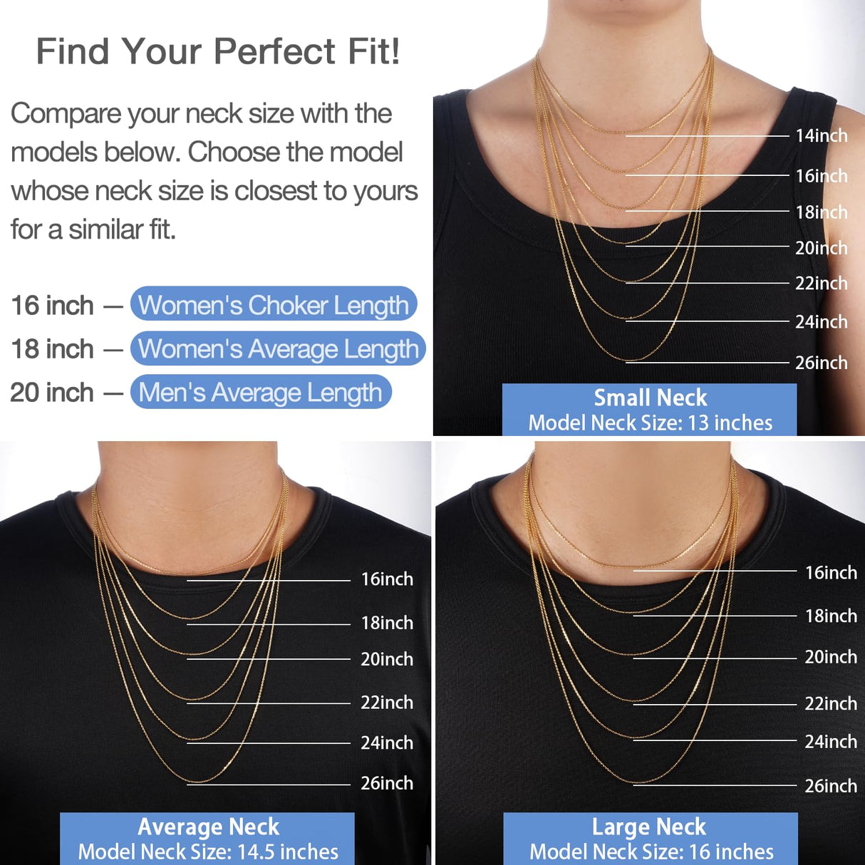 Jewlpire 18k Gold Plated Chain Necklace for Women, 1.1mm Cable Chains 18K Gold Plated Chain for Women Shiny & Sturdy Women's Chains Necklace, 18 Inches