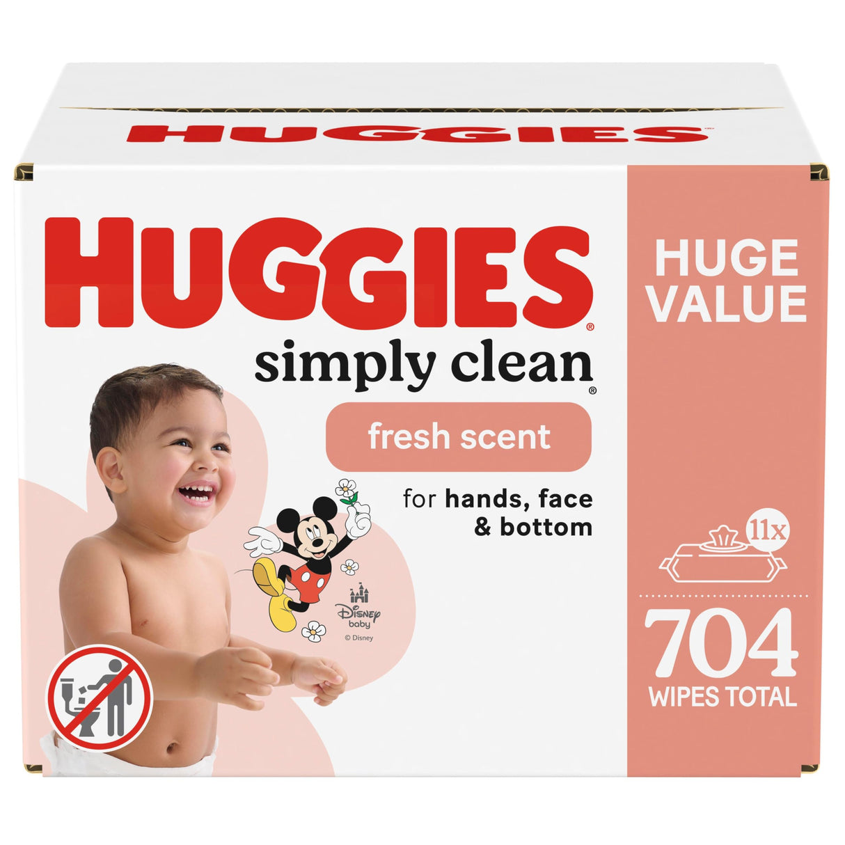 Huggies Simply Clean Fresh Scent Baby Wipes, 11 Flip-Top Packs (704 Wipes Total), Packaging May Vary
