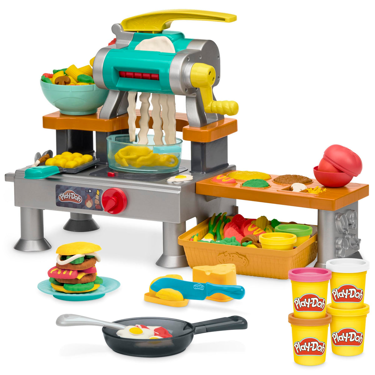 Play-Doh Super Sizzlin' Kitchen Playset, Realistic Cooking Toy Sounds, 25+ Play Foods to Create, Kids Arts & Crafts 3+