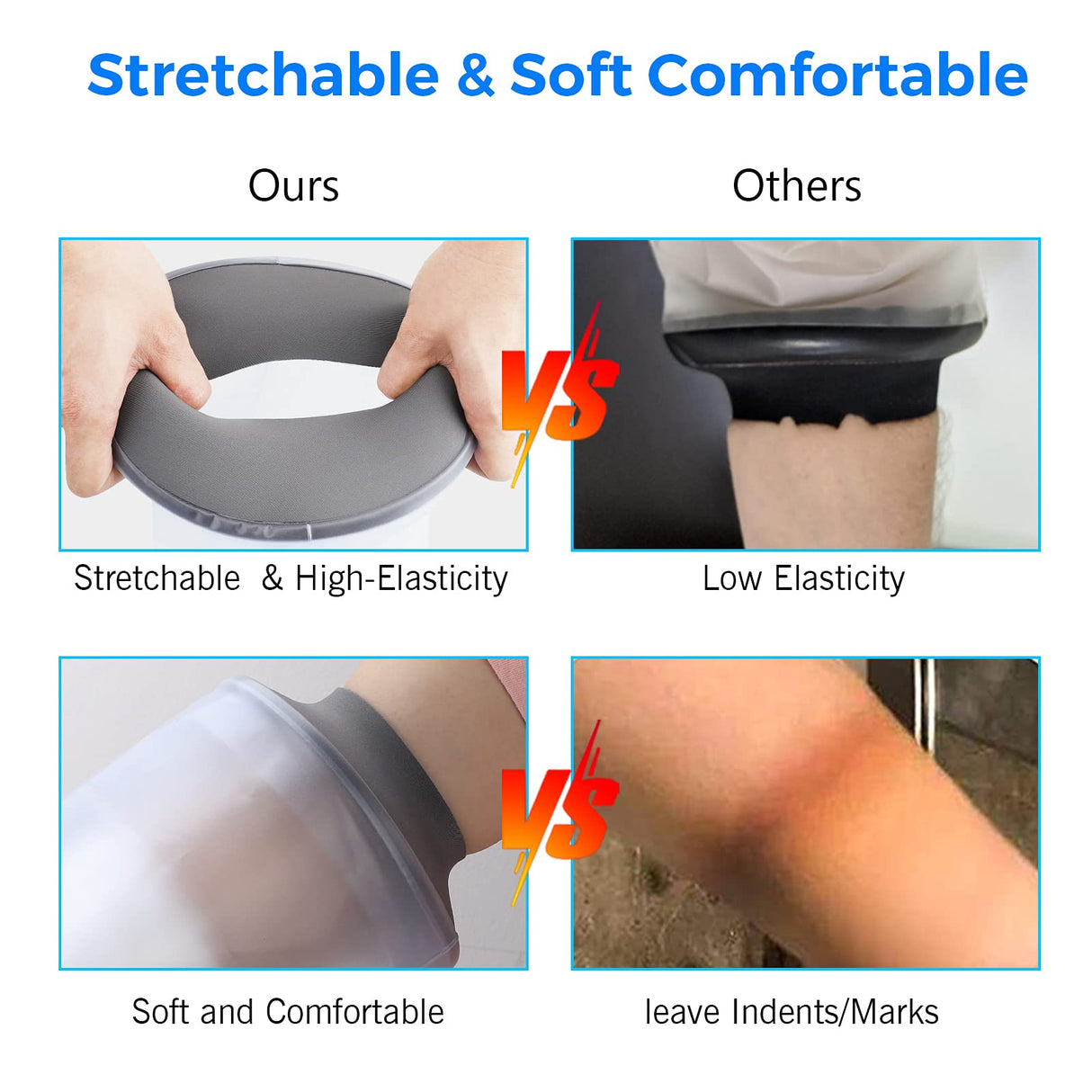 Waterproof Leg Cast Covers for Shower Adult, Full Leg Cast Protector Cast Covers for Shower Leg, Watertight Shower Cast Bag for Long Leg Knee Foot Ankle Surgery Wounds, Reusable