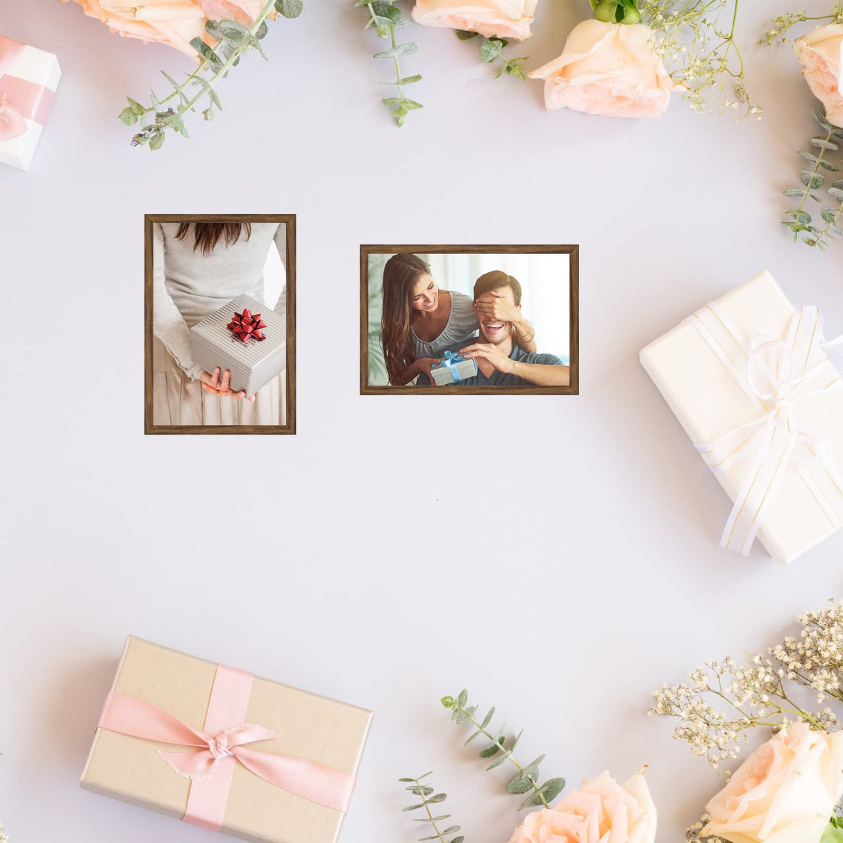 Natural 12x18 Frame Rustic Brown, 18 x12 Picture Frame, 12 by 18in Canvas Poster Frame, Large Gallery Concert Portrait Landscape Photo Wall Frame, Anniversary/Wedding/Birthday/Thank you/Christmas Gift