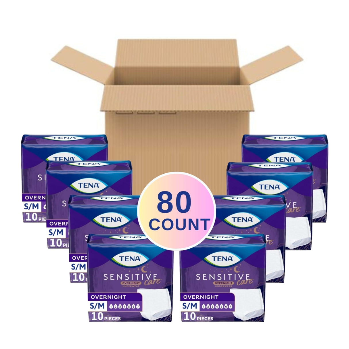 TENA Sensitive Care Overnight Incontinence Underwear for Women Small/Medium, 80 Count