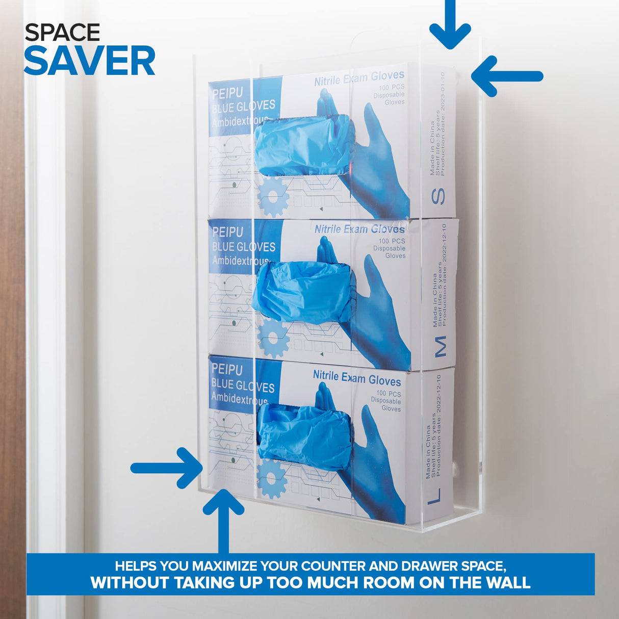 Stock Your Home Triple Acrylic Glove Dispenser, 2 Pack, Wall Mount