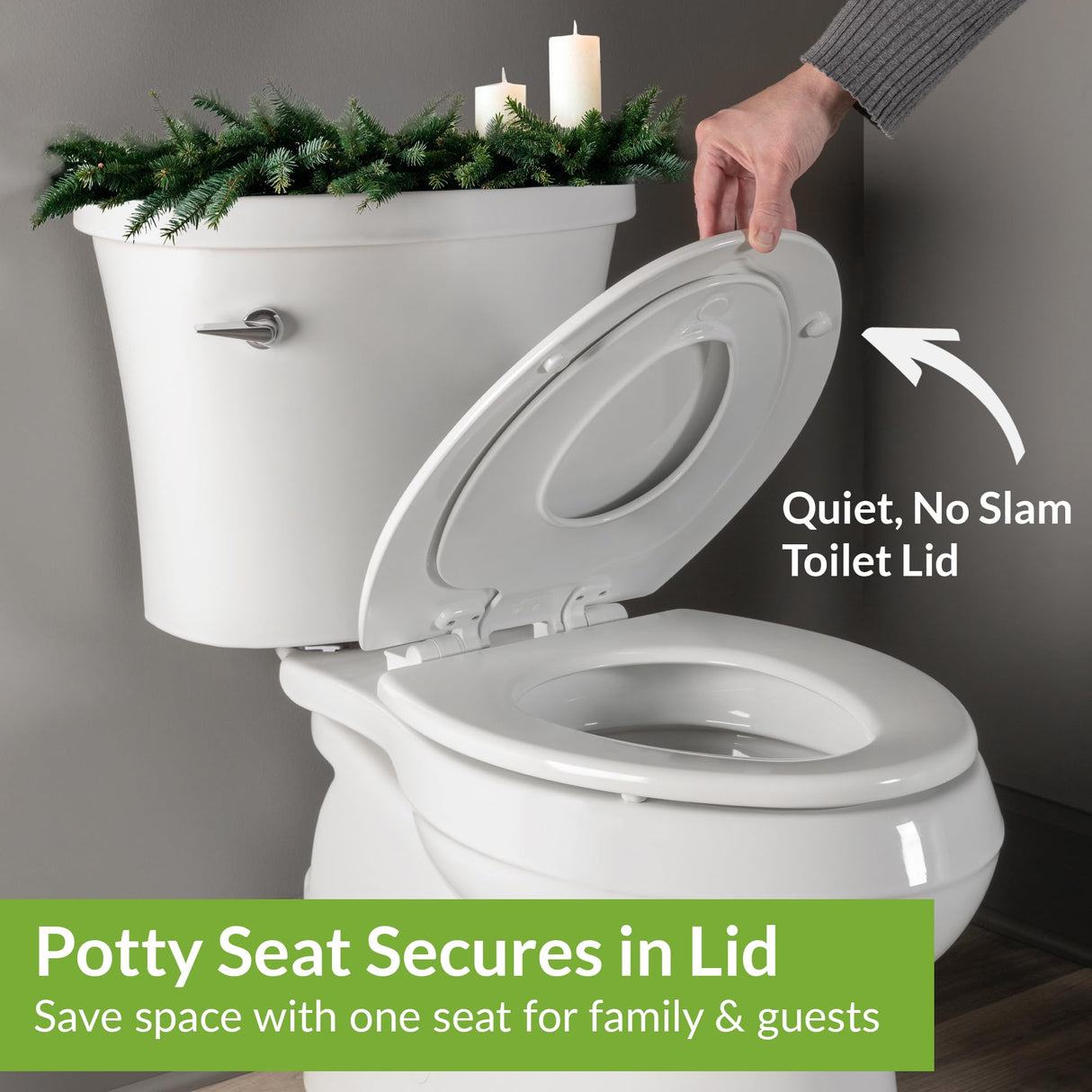 Mayfair NextStep2 Toilet Seat with Built-In Potty Training Seat, Slow-Close, Removable that will Never Loosen, Round, White