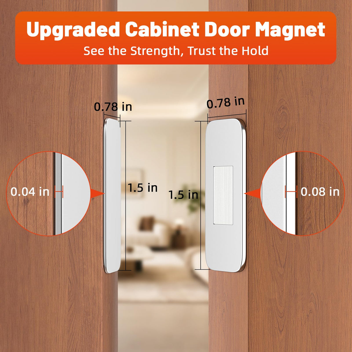 Jiayi No Drill Cabinet Door Magnet for Closure, 12 Pack Magnetic Drawer Closure with Ultra Thin Adhesive Catch, Door Magnetic Catches for Kitchen, Pantry, Keep Cabinets Closed Securely, Easy Install