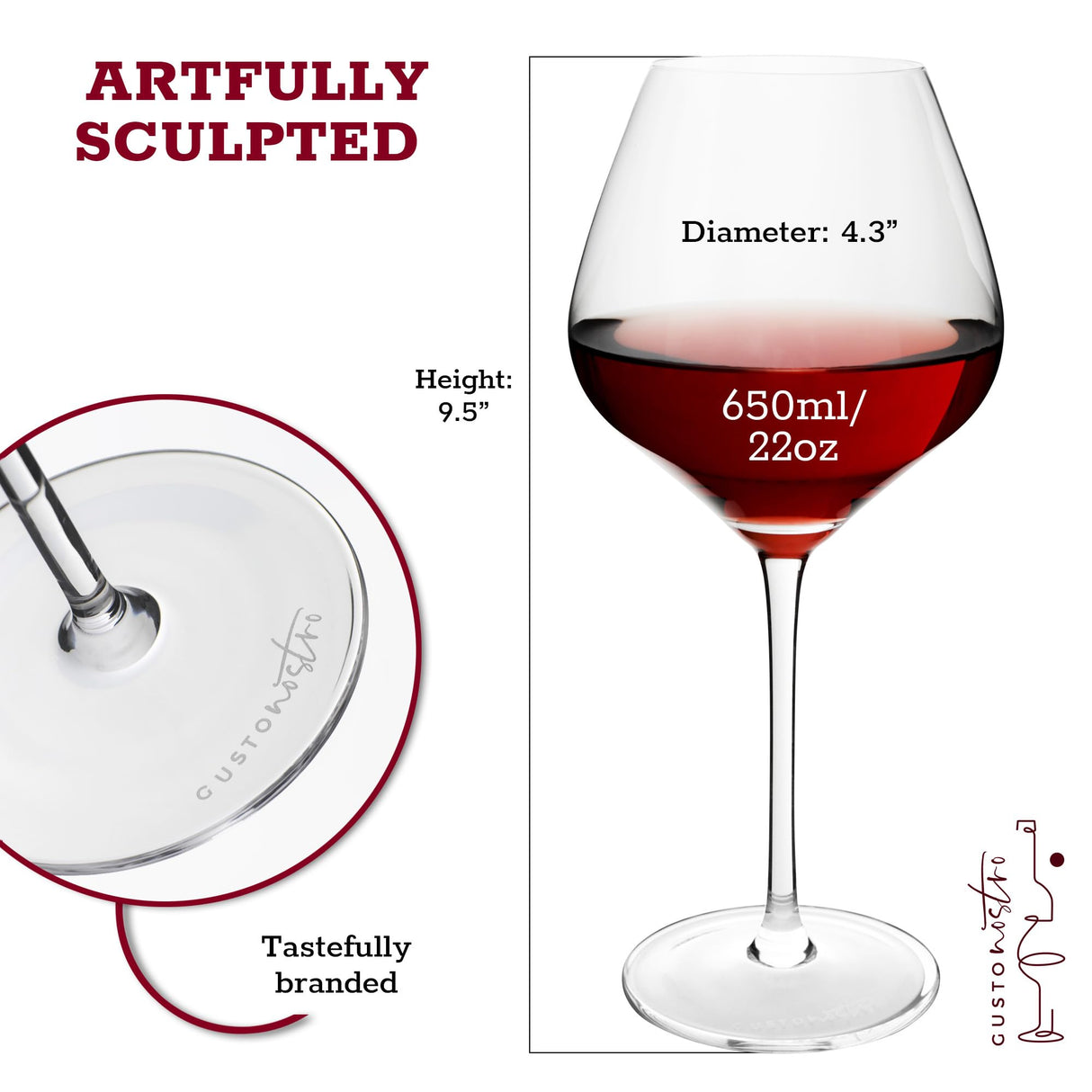 Gusto Nostro Crystal Wine Glasses Set of 4, 22 Oz Long Stem Modern Wine Glasses for White and Red Wine, Dishwasher Safe, Fancy, Elegant, Large and Tall Wine Glass for Wedding Christmas Anniversary