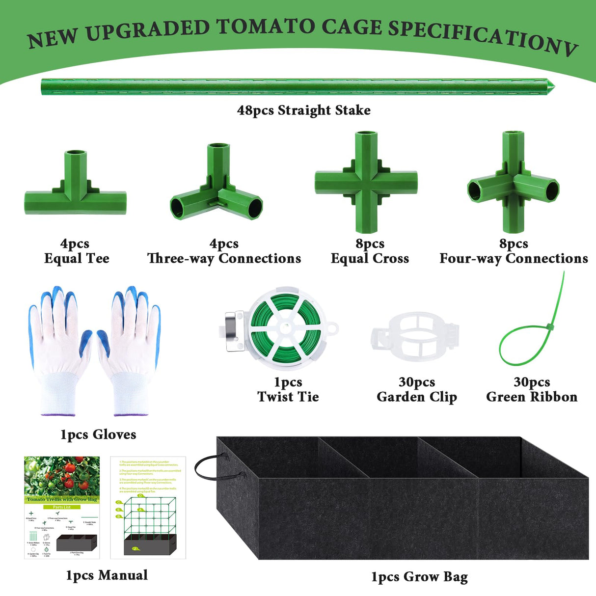 POILKMNI Tomato Cage 51×17×49 Inch with 46 Gallon Grow Bag